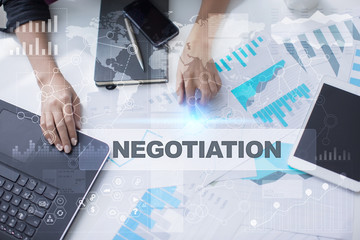 Woman working with documents, Tablet pc and notebook. Negotiation Concept.