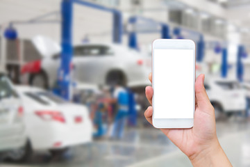 car repair service center blurred background