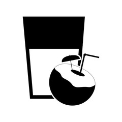 flat design glass beverage and coconut cocktail icon vector illustration 