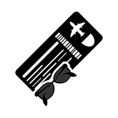 flat design boarding pass or ticket and sunglasses  icon vector illustration 