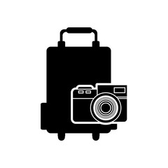 flat design travel suitcase and camera icon vector illustration 