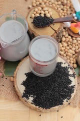Soy bean milk mix black sesame delicious.
