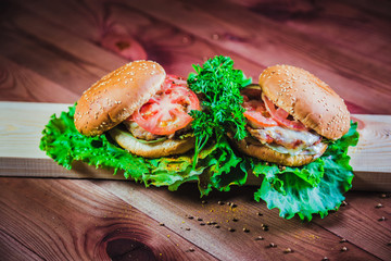 Delicious burger bun with white on the bar