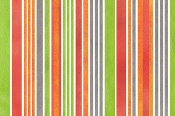 Obraz premium Watercolor orange, green, red and grey striped background.