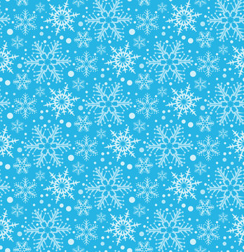 Snowflake Pattern Winter Background Seamless  Texture Blue Snowflake Template Vector Image
