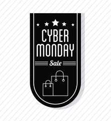 Shopping bag icon. Cyber Monday ecommerce and market theme. Black and white design. Vector illustration