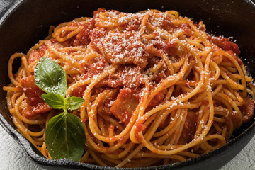 イタリアンパスタ　 アマトリチャーナ　 Spaghetti All'Amatriciana
