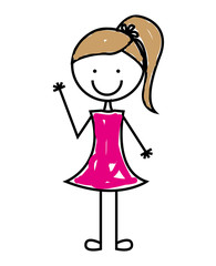 little girl cute character vector illustration design