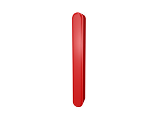 Red letter I isolated on white, 3d illustration