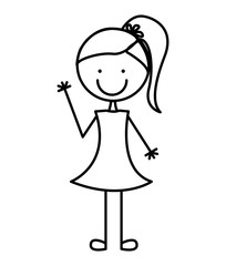 little girl cute character vector illustration design