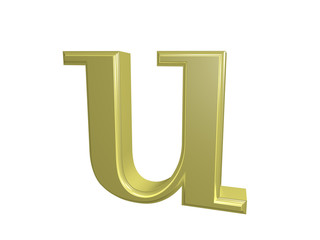 Gold letter u isolated on white, 3d illustration © Fabiano Di Paolo