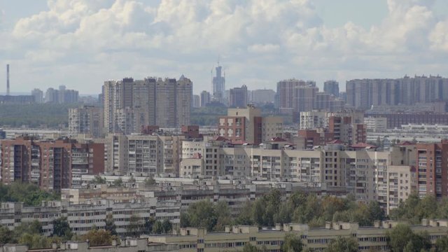Building texture and runing cloud in Russia, Saint- Petersburg. KAD 4K