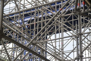 enormous scaffolding for renovation of a bridge
