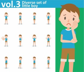 Diverse set of little boy on white background vol.3
