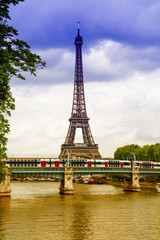Obraz premium Eiffel tower and metro in Paris