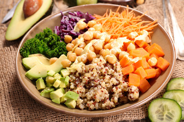 vegetarian salad with vegetable and quinoa