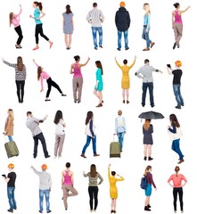 Fototapeta premium Collection Back view people. Rear view people set. backside view of person. Isolated over white background.