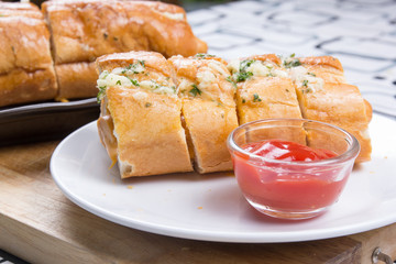 sausage bread with ketchop