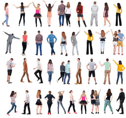Fototapeta premium Collection Back view people . Rear view people set. backside view of person. Isolated over white background .