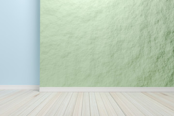 Empty interior light blue room with wooden floor, For display of