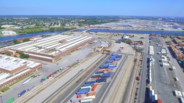 Aerial footage of Port of Baltimore