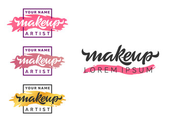 Makeup artist logo. Lettering illustration. 