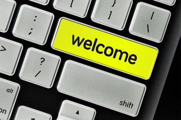 Keyboard  button written word welcome