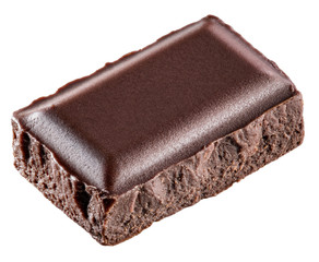 Piece of plain chocolate bar. File contains clipping paths.
