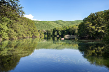 Fototapeta na wymiar Natural lagoon close to Lake ohrid, Macedonia