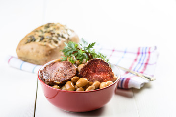 baked beans with chorizo sausage