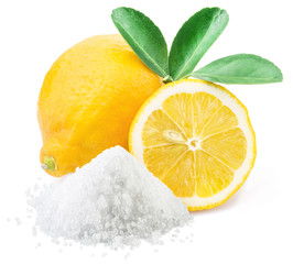 Lemon acid and lemon fruits.