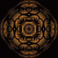 Mandala, amulet. Round vintage ornament, medallion floral pattern. Esoteric bronze symbol