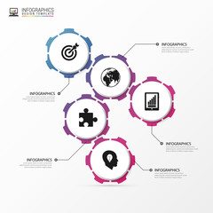 Infographic design template with gears. Business concept