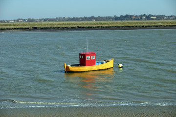 Colourful boat on river