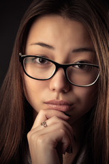 Fototapeta premium portrait Korean beautiful pensive teenager girl 