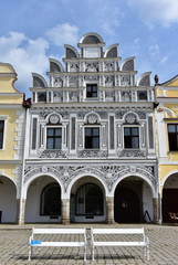 Fototapeta premium colored houses of town Telc,Czech republic