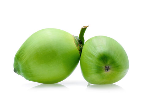 Green coconut fruit isolated on white background.