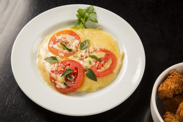 mini pizza on the white plate