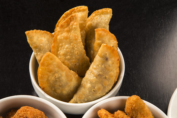 Brazilian snack. Meat pastry with cheese