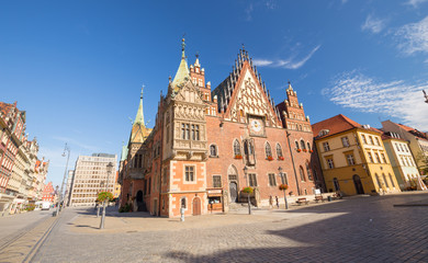 Naklejka na ściany i meble View of the historical marketplace in Wroclaw / Poland.