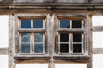 Fototapeta na wymiar windows of a half timbered house