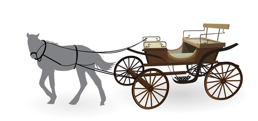 Fototapeta na wymiar Old Wagon for the Horses. Isolated on White Background.