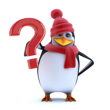 3d Christmas penguin has a question for you