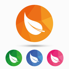 Leaf sign icon. Fresh product symbol.