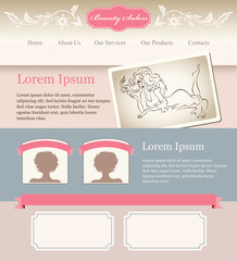 Template for beauty salon with girl illustrations