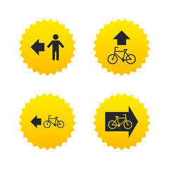 Pedestrian road icon. Bicycle path trail sign.
