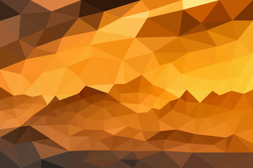 Sunset in the mountains in polygonal style. Nice landscape background for your design. Vector illustration eps10