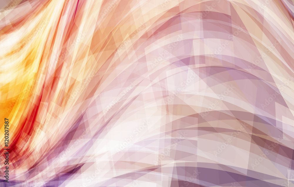 Poster Abstract red and taupe dynamic background with curves and swirl