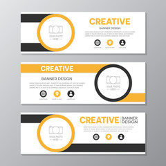 Yellow and brown corporate business banner template, horizontal advertising business banner layout template design set.