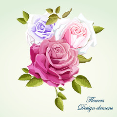 Bouquet of roses. Design element. Hand drawn. Can be used in design purpose. Vector stock.
